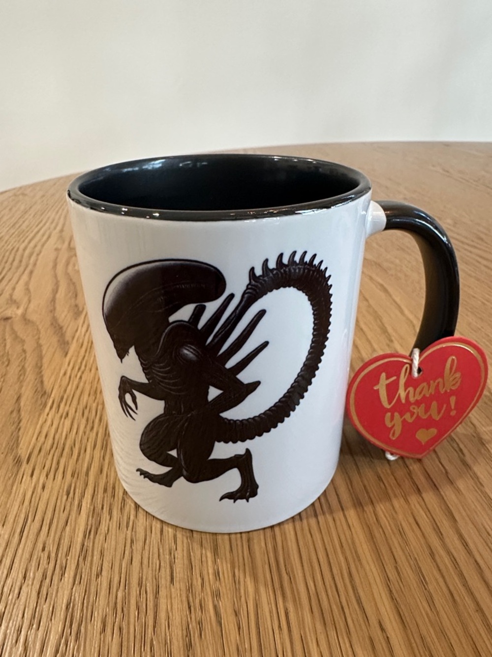 Alien Silhouette Ceramic Coffee Mug - White & Black